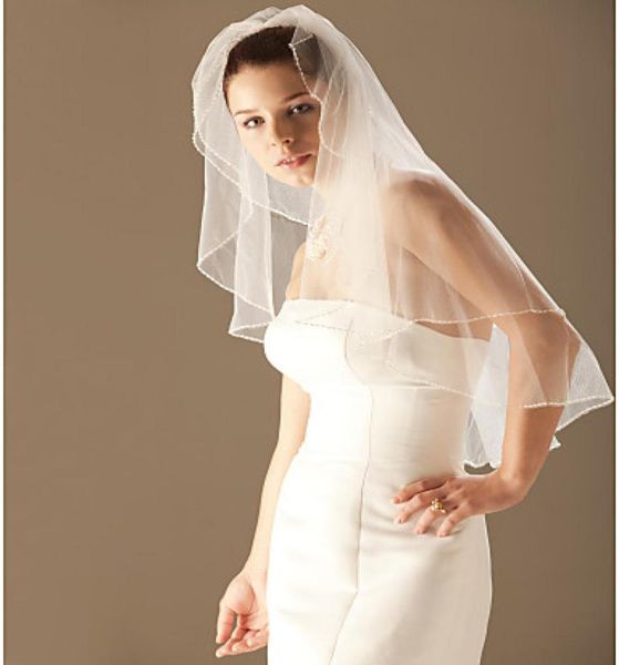 

2019 wedding dresses in stock two layer elbow wedding ivory short beading bridal veil 8120284, Black