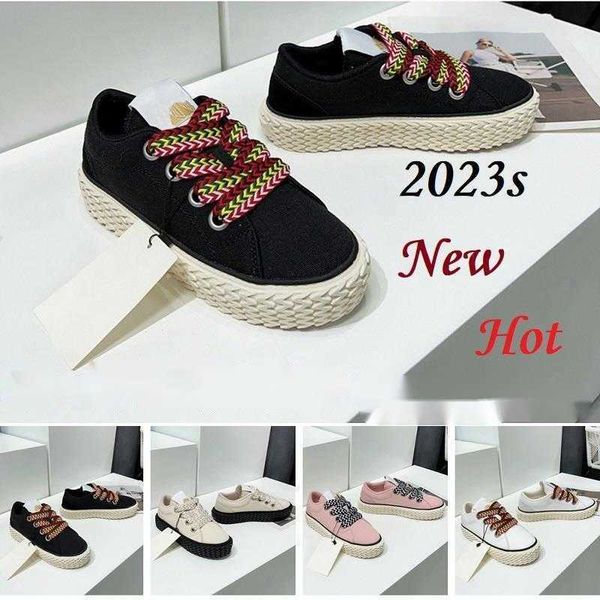 

canvas non-slip fashion womens rubber designer flat shoes platform thick soles casual lanvines woman girls unique wide woven laces comfortab, Black