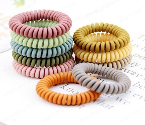 

telephone wire cord gum hair tie girls elastic hair band ring rope candy color bracelet kids hair accessories3400183, Slivery;white