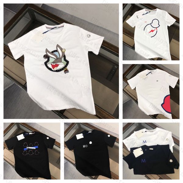 

famous french monclair men's t-shirts 2023 new pure cotton t-shirt high grade printed letter casual high edition underlay sweatshirt, White;black