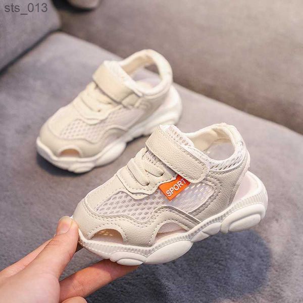 

summer boy sport mesh sandals children's soft bottom non-slip closed toe girls' casual shoes kids flats footwear l230518, Black;red