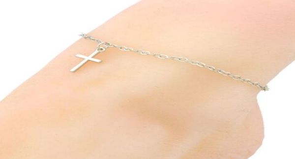 

20pcslot silver chain cross ankle anklet bracelet barefoot sandal beach foot diy jewelry new4544076, Red;blue