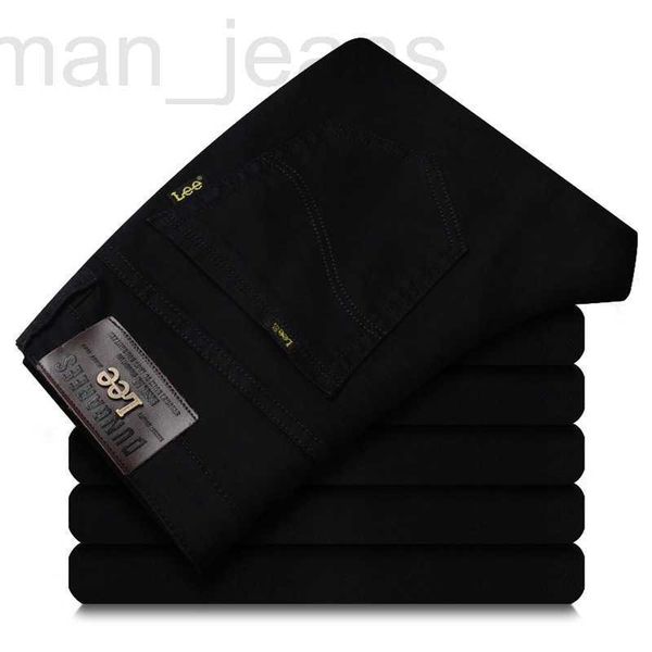 

men's jeans designer brand black denim pants elastic slim fit straight through korean edition 1qwp, Blue