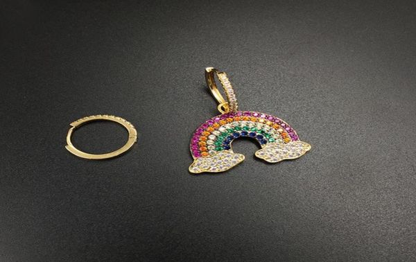 

women rhinestone rainbow hoop earring bling bling multicolor rainbow earring gift for love girlfriend jewelry4154681, Golden;silver