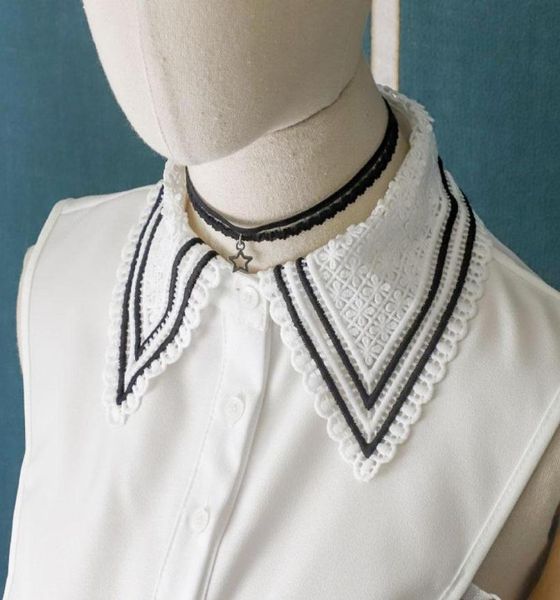 

bow ties women neck fake collars white color shirt detachable collar for sweater false decorative remoable faux col7757415, Black;gray