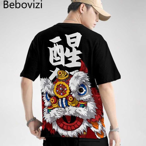 

men's t-shirts japanese anime printed streetwear t shirts 2021 summer chinese style mens casual breathable short sleeve tees male tshi, White;black