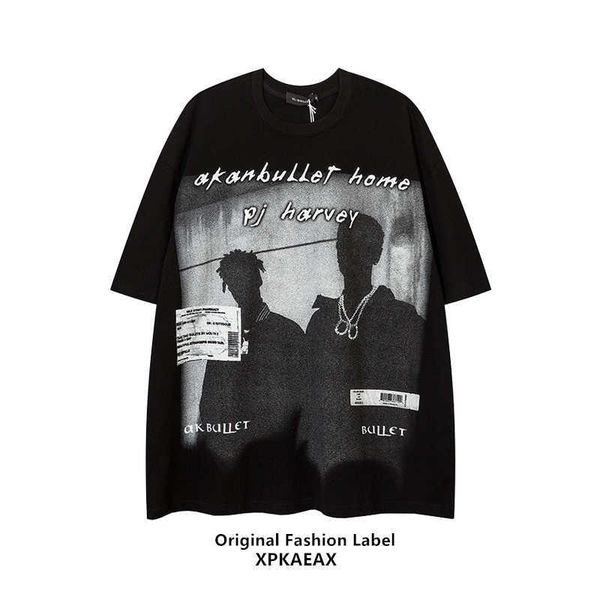 

spaceman fashion xpkaeax original brand american high street hiphop fashion rascal handsome men 2022 new oversize half stussys bv, White;black