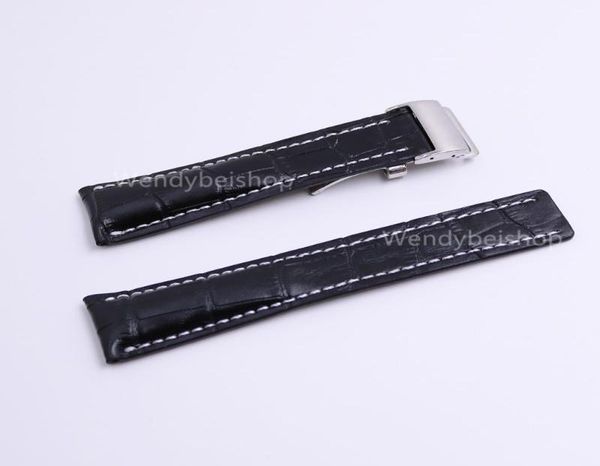 

watch bands carlywet 22 24mm20mm clasp black real cowhide leather wrist band strap belt for super ocean 18842337679, Black;brown