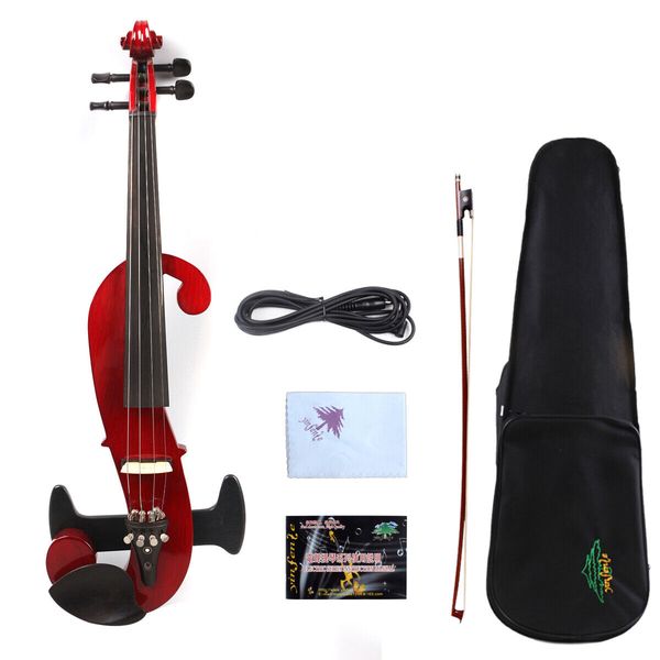 

yinfente advanced red electric violin 4/4 silent wooden body nice tone #ev15