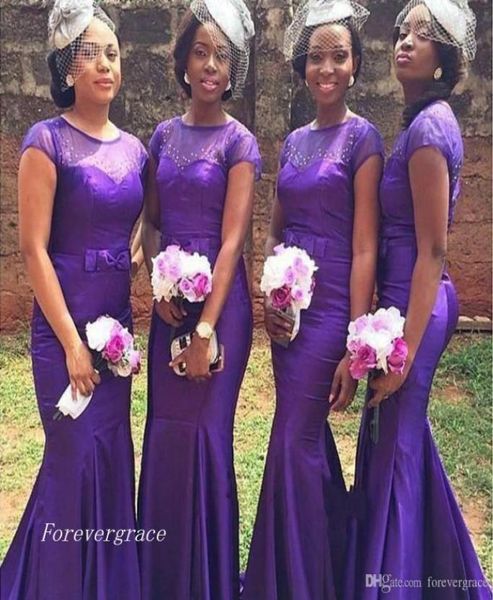 

2019 african mermaid bridesmaid dress long cap sleeve country garden boho wedding party guest maid of honor gown plus size c2117667, White;pink