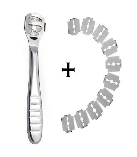 

foot callus shaver heel hard skin remover hand feet pedicure razor tool shavers stainless steel handle 10 blades foot care tool4739674