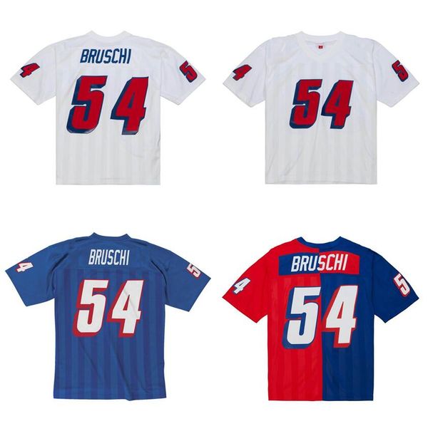 

stitched football jersey 54 teddy bruschi 28 curtis martin 11 drew bledsoe 1996 white mitchell & ness retro rugby jerseys men women youth s-, Black;red