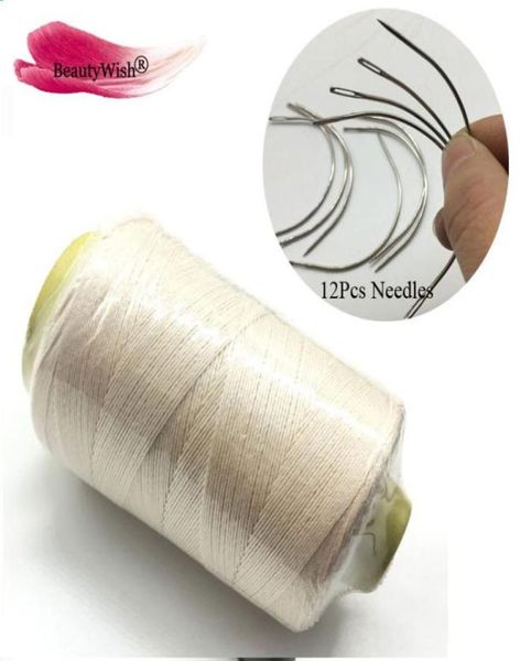 

50units 60mm c type weaving needles with 1 roll black thread of weaving high intensity polyamide nylon thread hair extension t6431628