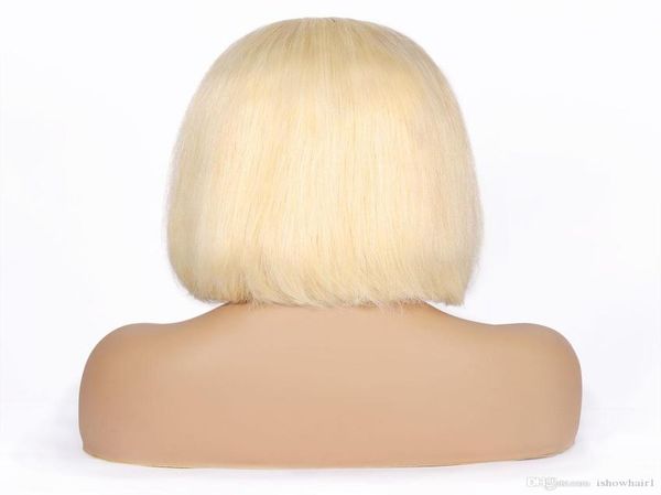

150 density part lace front wig bob brazilian human hair wigs 613 blonde color peruvian straight for women all ages7583609, Black;brown