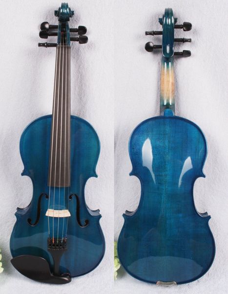 

5string electric violin 4/4 maple spruce handmade case bow blue color