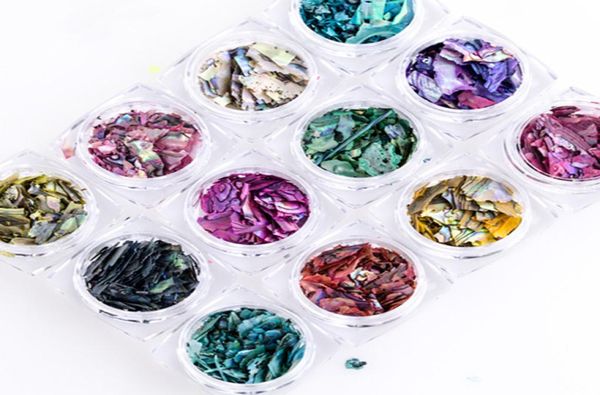 

12 color nail art decoration irregular shell paper flake slice sequins fragment 12 box beautiful import abalone shell piece 3d9748308, Silver;gold