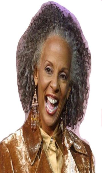 

salt and pepper grey kinky human hair ponytail extension clips drawstring afro puff chignon horsetail curly pony tail hairpiece7220536, Black
