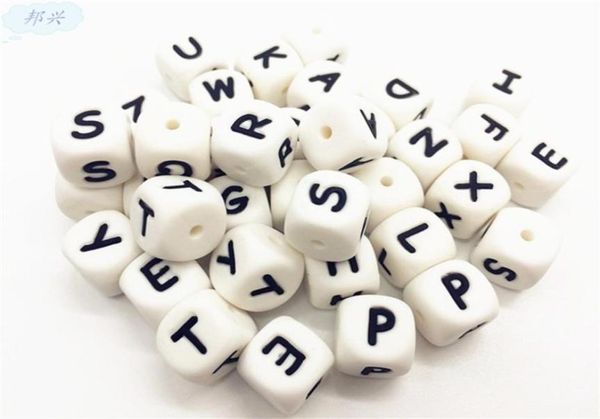 

100pcs silicone alphabet beads 12mm bpa food grade letters chewing beads for teething necklace diy chewelry baby teethers 3323049435