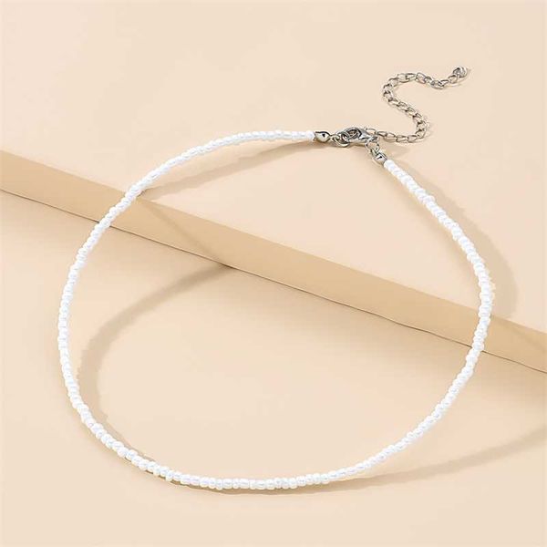 

beaded necklaces 2023 simple seed bead choker necklace ladies exquisite vertical women girls party beach travel fashion collarbone chain 230, Silver