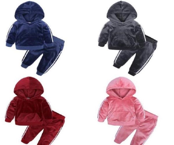 

2021 kids boy and girl clothing set tracksuit boys velvet sweatshirt hoodie pants warm casual cotton 2pcs outfit baby cl7397128, White