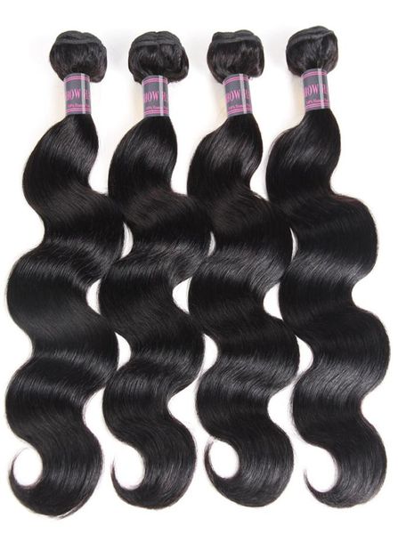 

2021 4pcs lot brazilian virgin hair extensions body wave hair weave whole human hair bundles wefts for women all ages natural6440264, Black