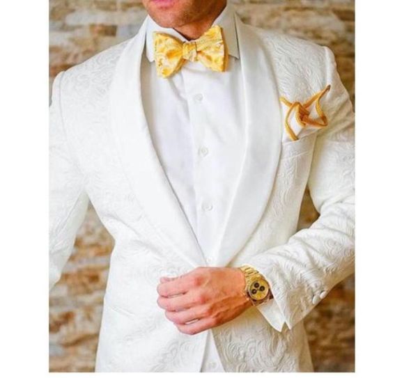 

new fashion one button white paisley groom tuxedos groomsmen shawl lapel man blazer mens wedding suits jacketpantstie h87486102, Black;gray