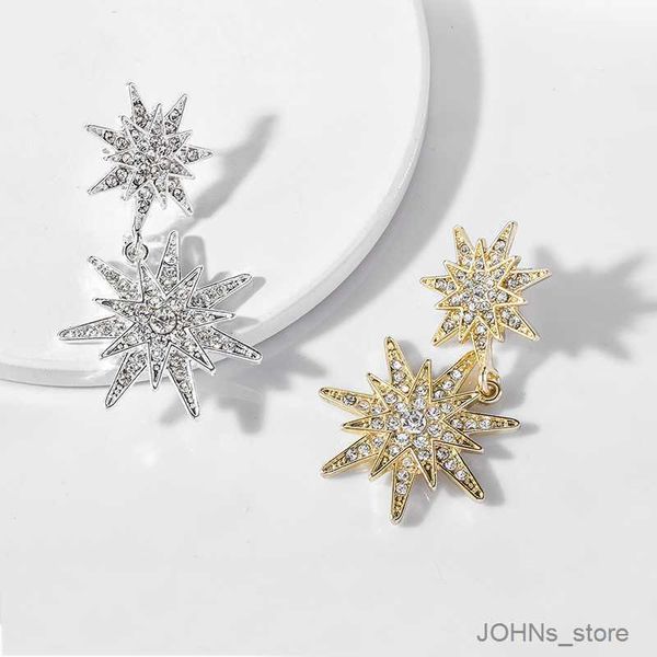 

stud new style multi-color zircon five-pointed star big earrings for women fashion jewelry vintage women's earring r230630, Golden;silver
