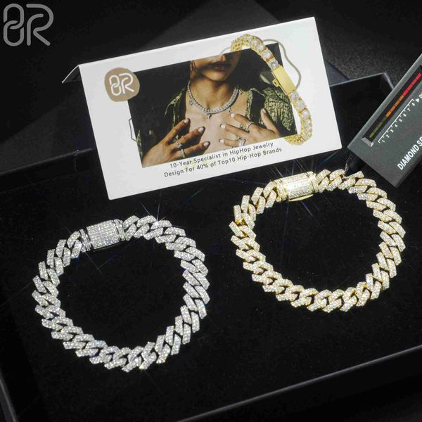 

8mm vvs moissanite 925 silver cuban link bracelet factory outlet iced out pass diamond tester women jewelry necklace bracelet