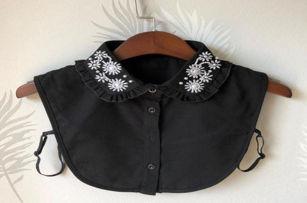 

bow ties womens shirt detachable collars vintage blouse fake collar handmade lapel adjustable halfshirt necklace false colla2634730, Black;gray