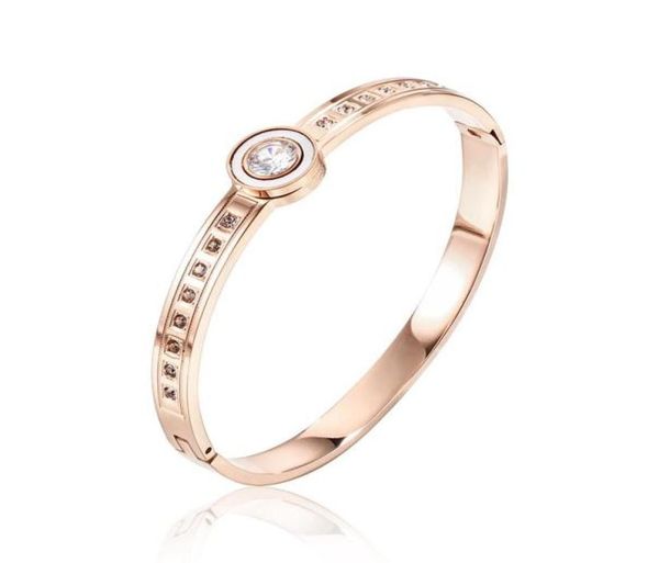 

arrival women 316 stainless steel rose gold spring shell bangle crystals ins wedding jewelry gi6617571, Black