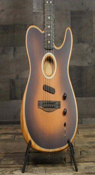 

custom shop acoustasonic tele sunburst electric guitar polyester satin matte finish spurce deep c mahogany neck chrome hard4104257