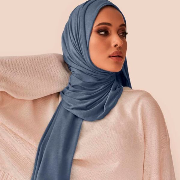 

sarongs fashion modal cotton jersey hijab scarf long muslim shawl plain soft turban tie head wraps for women africa headband 170x60cm 230629, Blue;gray