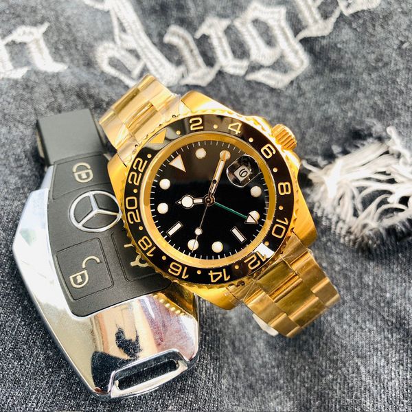 

root beer quality designer mens watch 40mm 904l automatic mechanical folding buckle sapphire glass waterproof ceramic red blue bezel black d, Slivery;brown