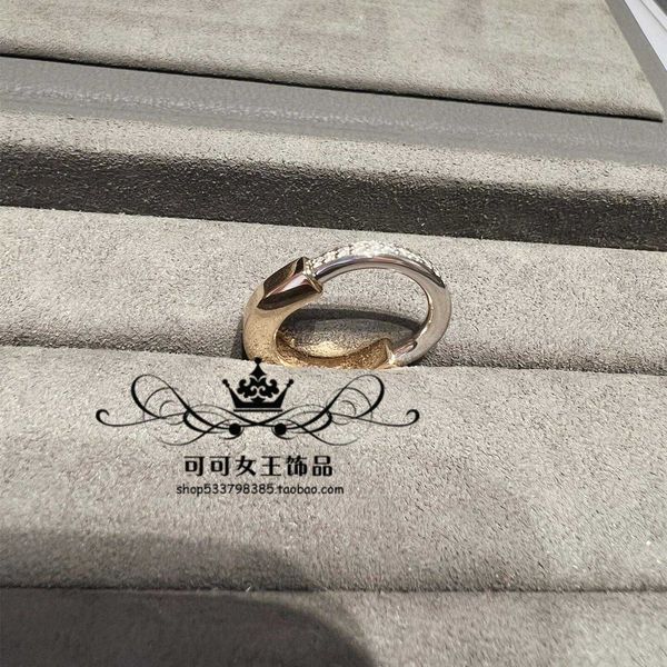 

s925 sterling silver tiffay 18k rose gold set diamond lock ring for women's high end and small group design couple, Golden;silver