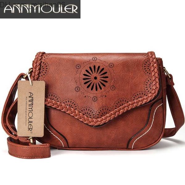 

evening bags evening bags annmouler brand women shoulder vintage pu leather crossbody hollow out ladies satchel brown retro handbag for girl