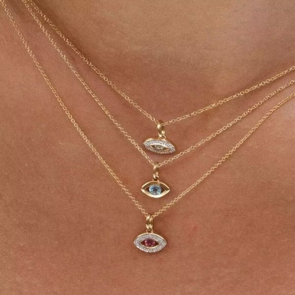 

2023 stainless steel necklace fashion pendant jewelry eye pendants necklaces, Silver