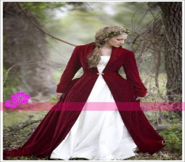 

christmas burgundy red velvet winter bridal cloaks long sleeves vneck women wedding jackets wraps coats plus size accessories8355277, White