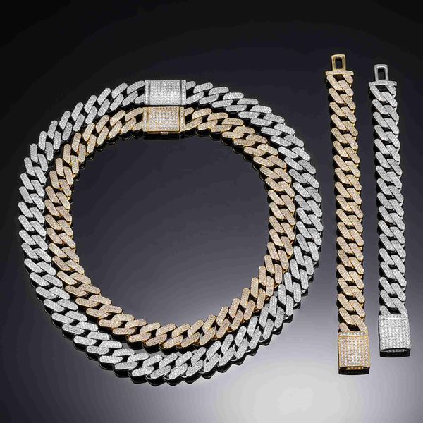 

custom 14mm prong moissanite miami in 925 silver pass diamond test vvs moissanite baguette necklace baguett cuban link chain
