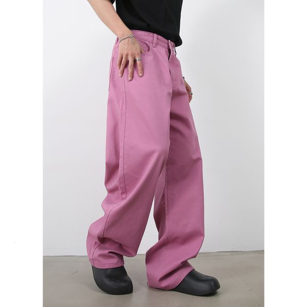 

men s jeans loose straight casual men color denim pants streetwear spring wide leg neutral male brand clothing fashion trousers 230629, Blue