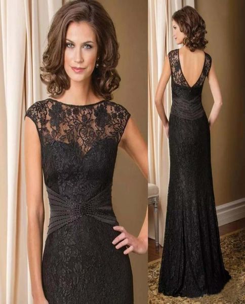

custom lace mermaid mother of the bride dresses 2022 with appliques cap sleeves floor length evening party gowns1493530, Black;red