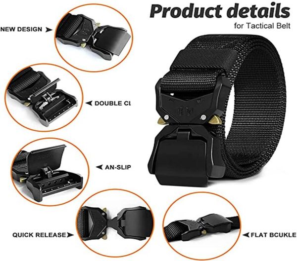

tactical belt 12534cm heavy duty work belt nylon with quickrelease buckle wearresistant and durable outdoor working accessorie5991676, Black;green