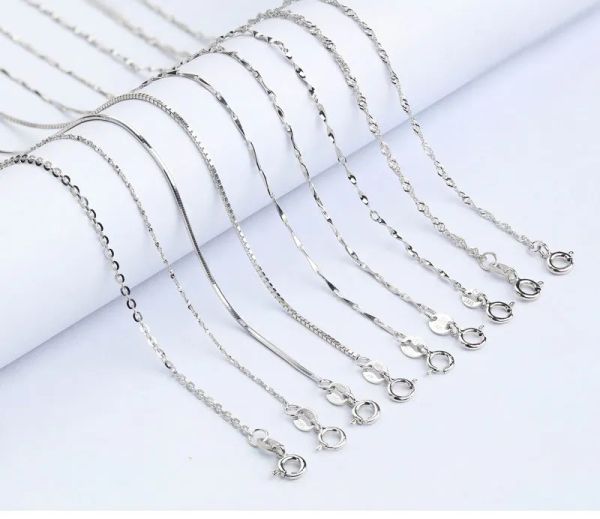 

solid 925 sterling silver snake box link chain lobster clasp necklace fit pendant in bulk wholesale 45cm