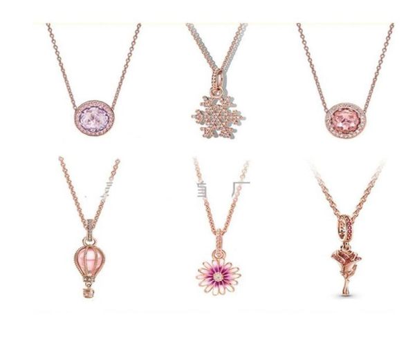 

s925 silver rose gold shining snowflake pendant necklace diy fit p charm jewelry gift6142436