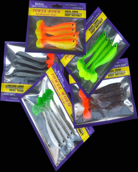 

soft lure bait 4 piecesbag fishing artificial lures handmade 11cm6g dual color t tail boot6264694