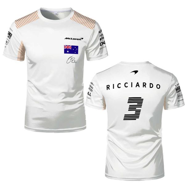 

2023 new formula one men's t-shirts mclaren racing car 3d print sports casual o-neck kids custom name number gjw8, White;black