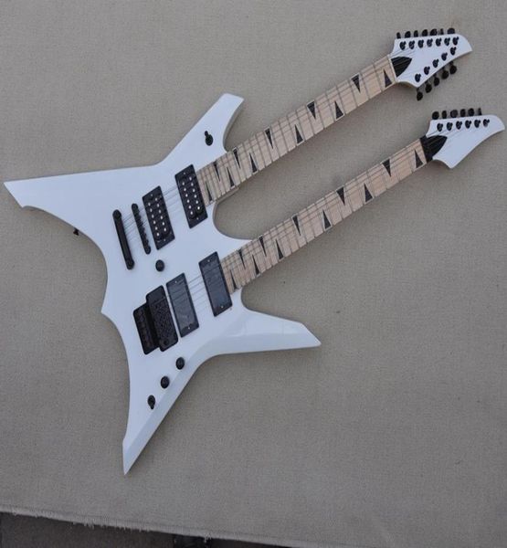 

white 126 strings double necks electric guitar with black hardwaremaple fretboard9351725