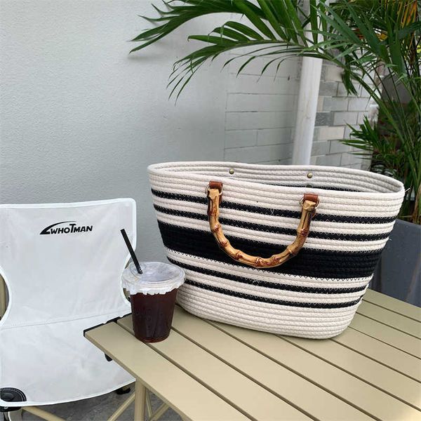 

women's large handwoven bag handheld grass woven cabbage basket holiday beach bag