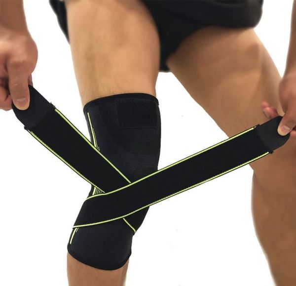 

compressed knee protector s m l double winding band basketball knee warmers no slip elastic safety guard knee pad8581614, Black;gray