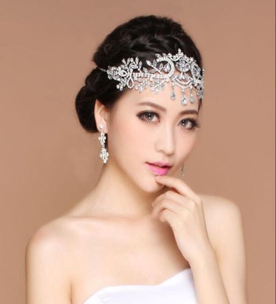 

new headpieces forehead white rhinestone glass headwear crown wedding accessories bride special party women headpieces jewelry7096749, Silver
