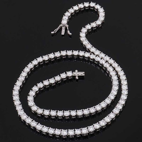 

custom pass diamond test vvs moissanite cuban link chain hip hop necklace 925 diamond tennis chain jewelry, Silver